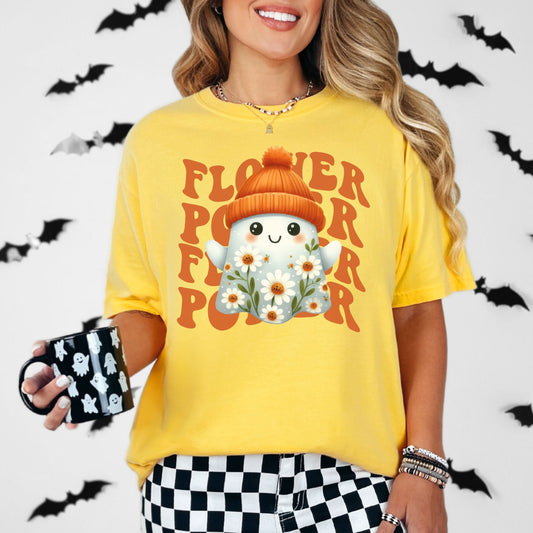 Ghostly Flower Power Vintage Style Tee