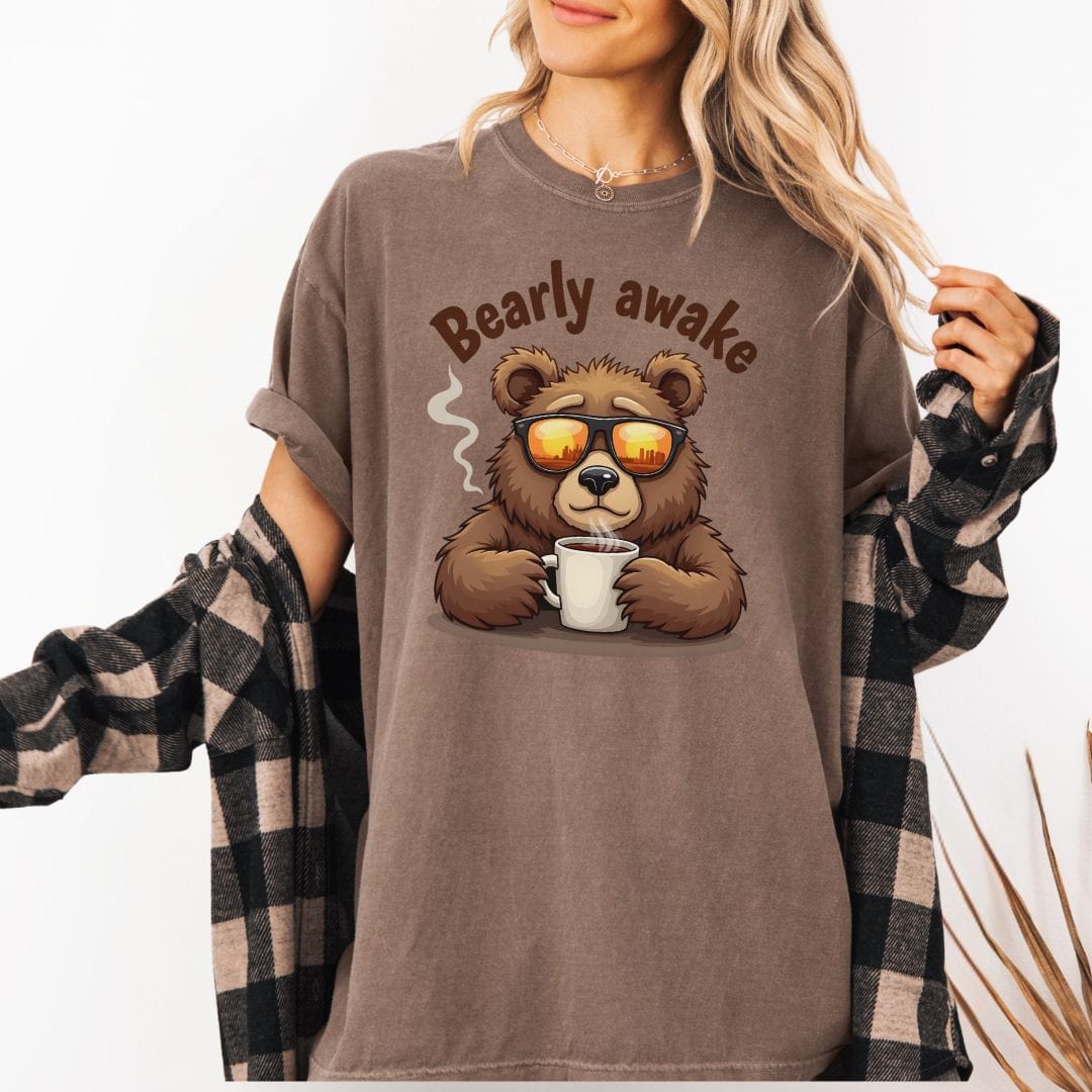 Bearly Awake Coffee Lover Vintage Style Tee