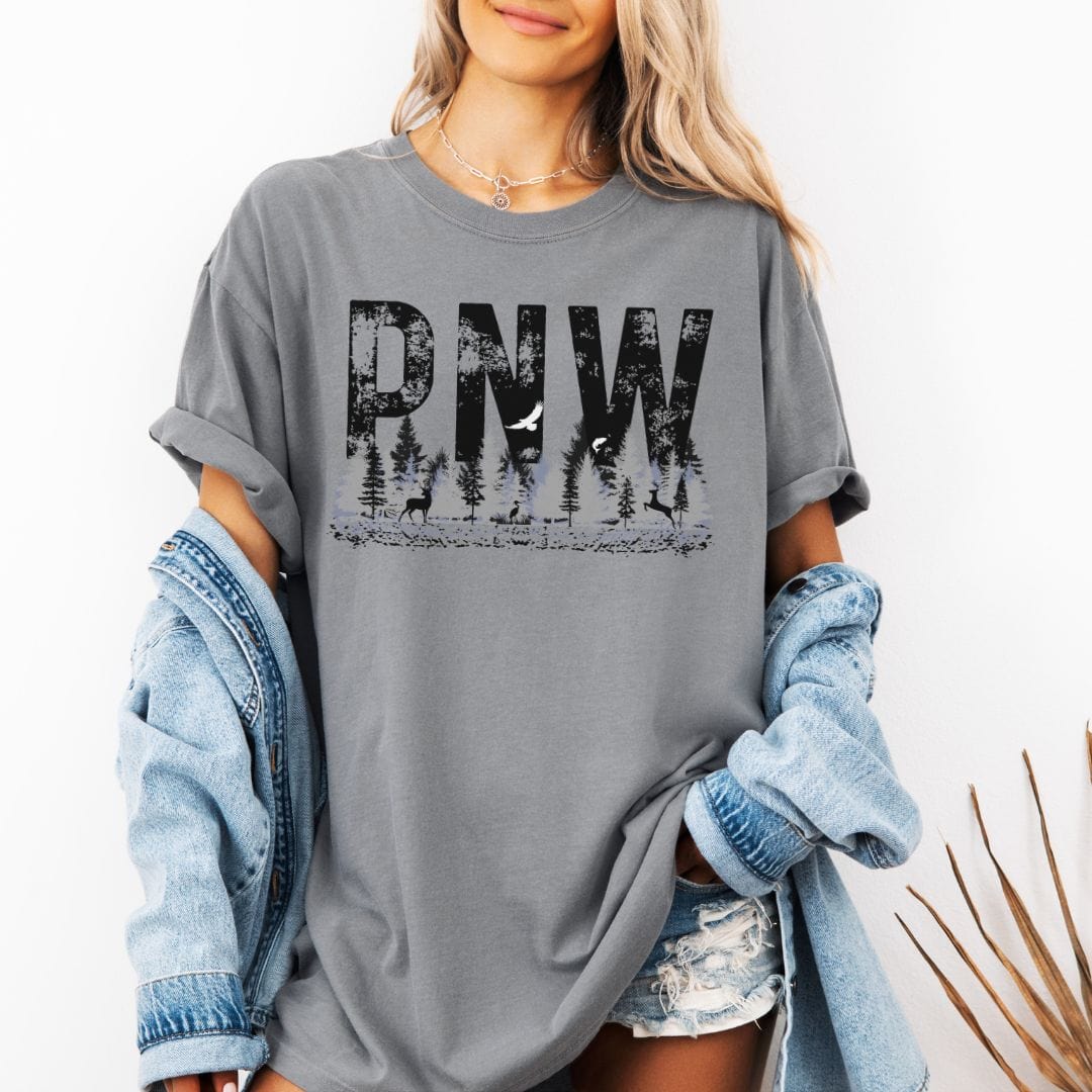 PNW Grunge Letters Vintage Style Tee