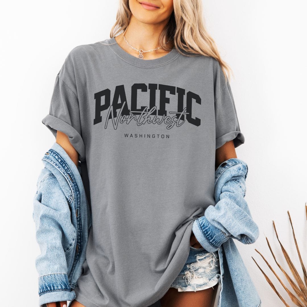 Collegiate Style, Pacific Northwest Vintage Style Tee in Soft Colors