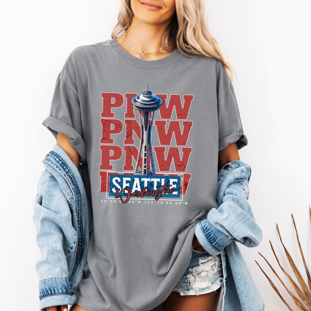 PNW Seattle Washington Space Needle Vintage Style Tee