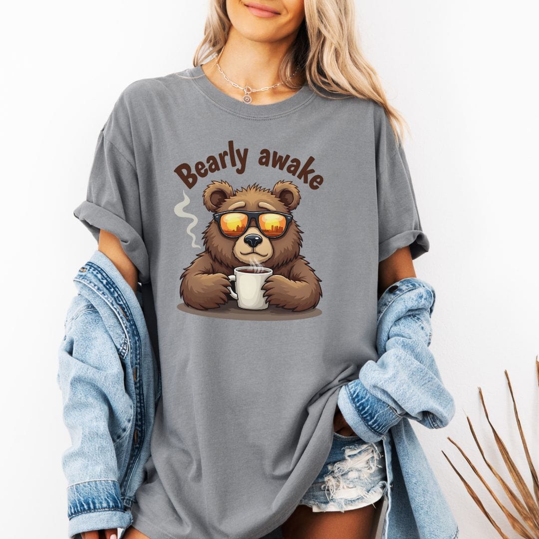 Bearly Awake Coffee Lover Vintage Style Tee