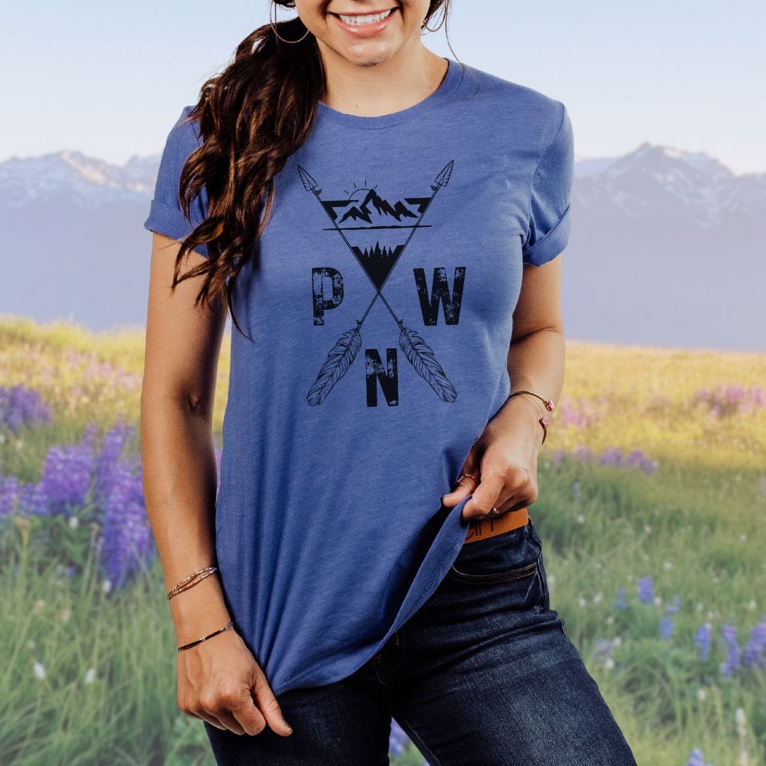 PNW Mountains and Arrows Tshirt in Black