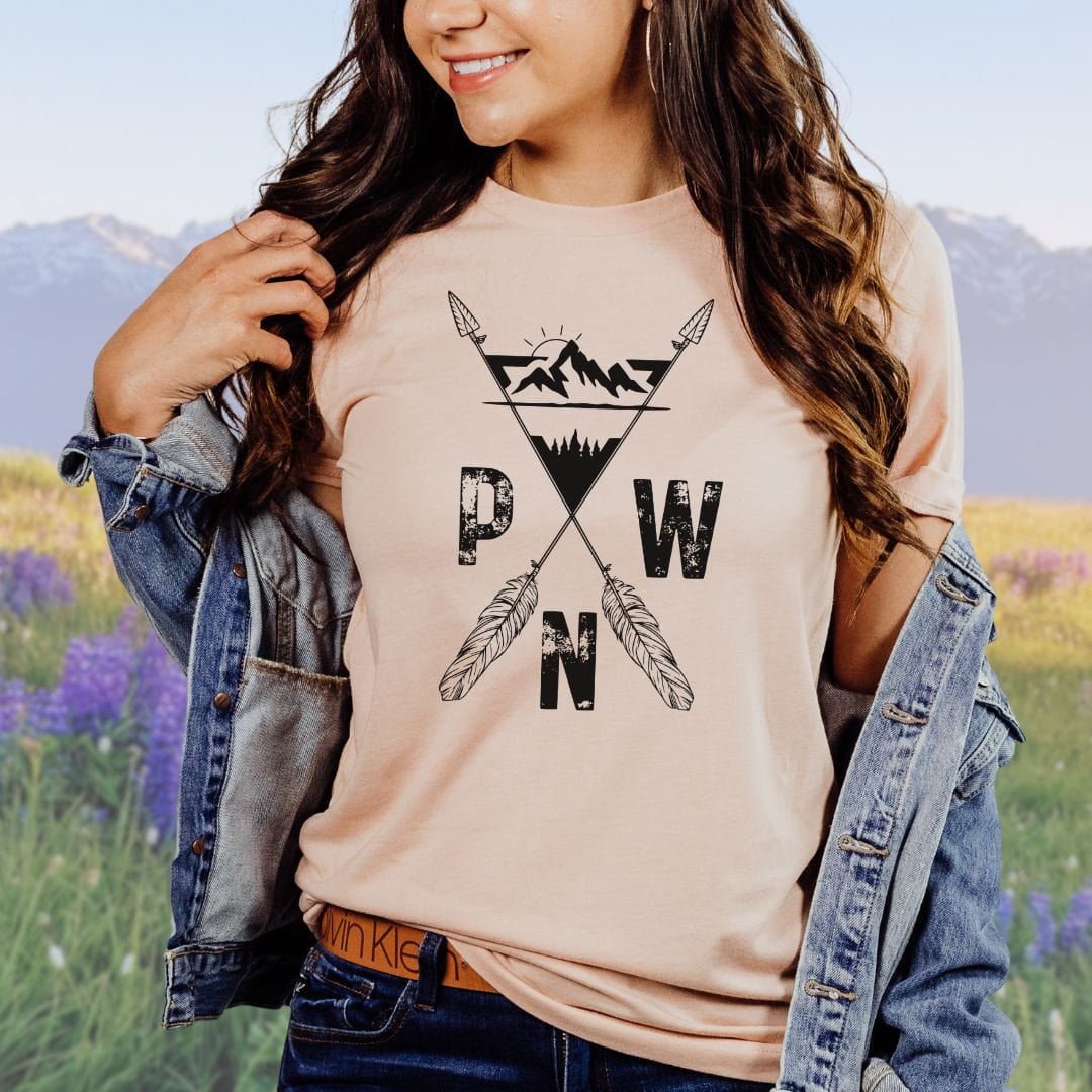 PNW Mountains and Arrows Tshirt in Black