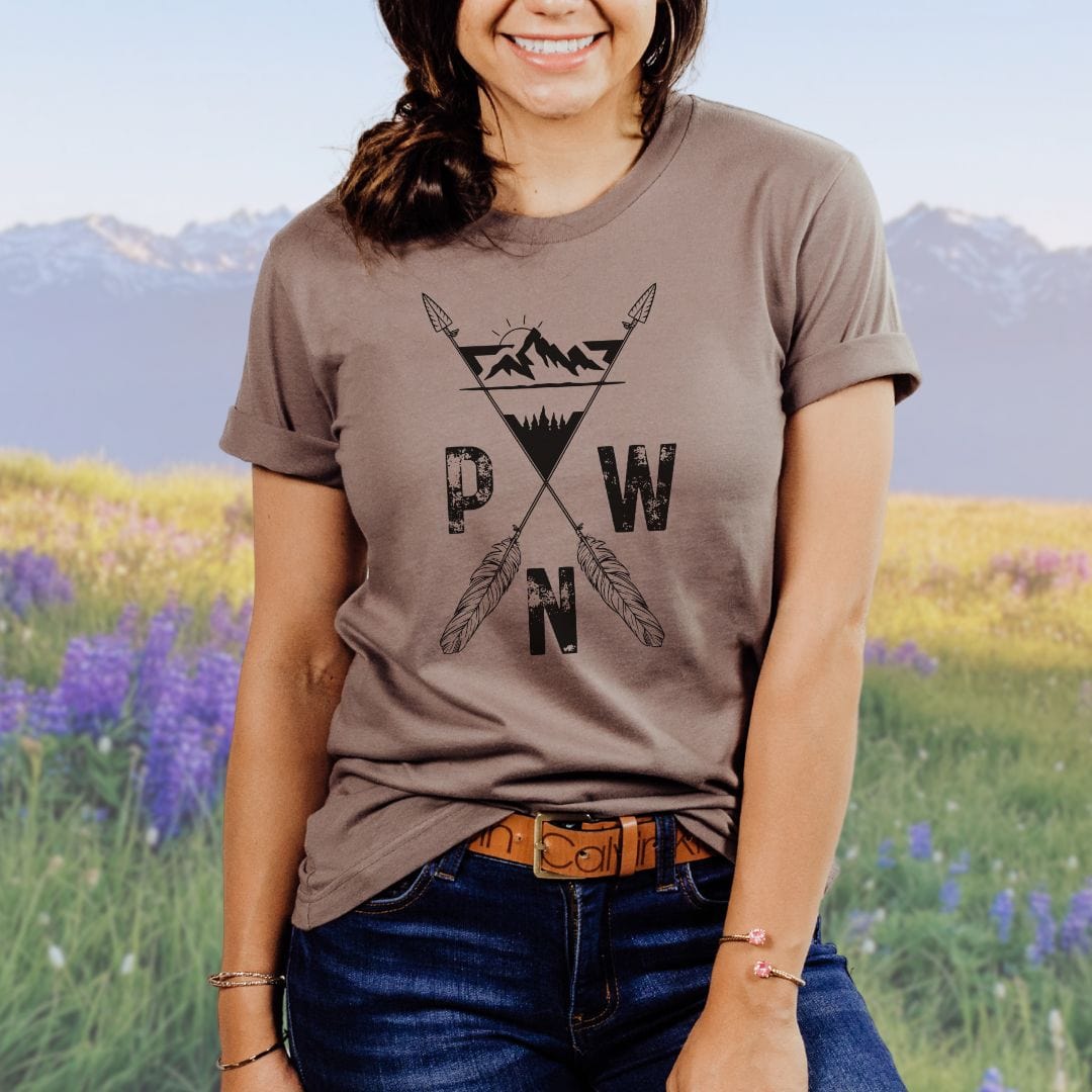 PNW Mountains and Arrows Tshirt in Black