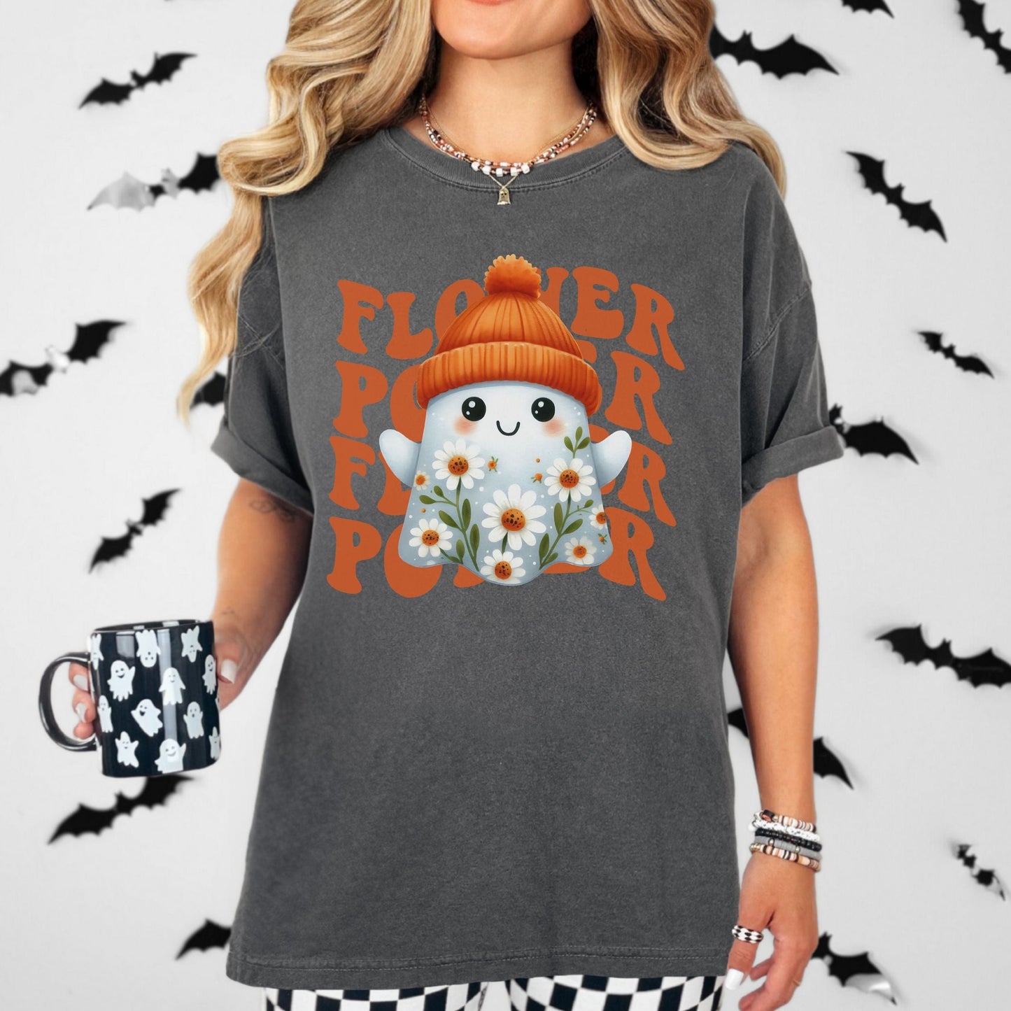 Ghostly Flower Power Vintage Style Tee