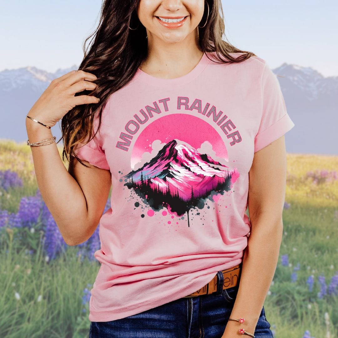 Mount Rainier Pink & Black, PNW SoftStyle Tee