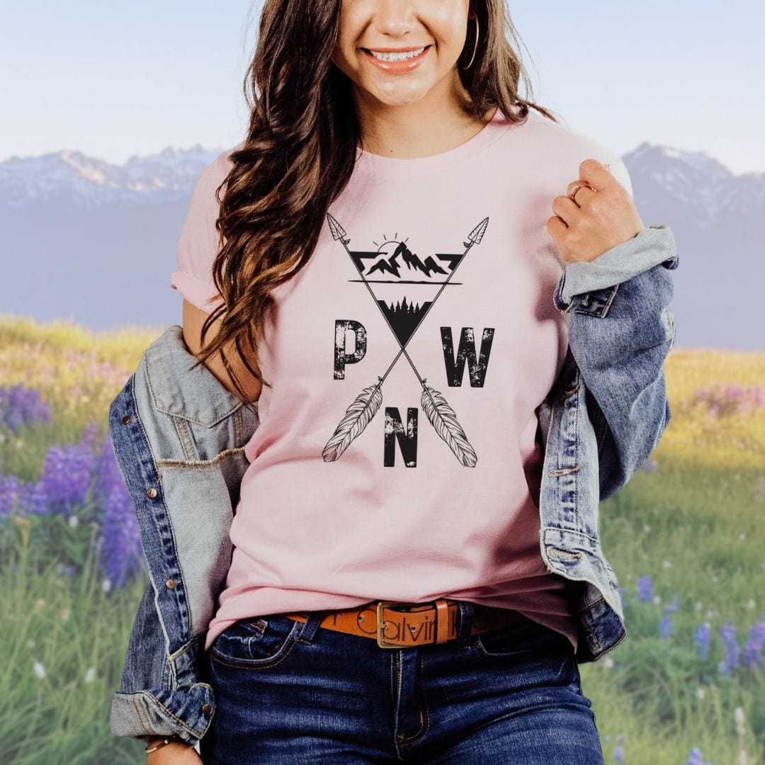 PNW Mountains and Arrows Tshirt in Black