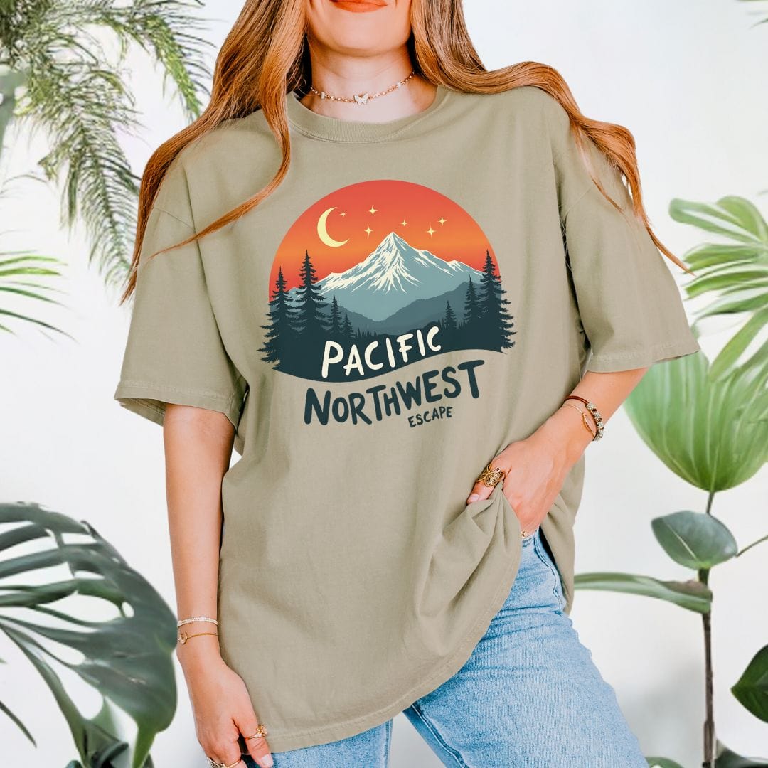 PNW Celestial Mountain Vintage Style Tee