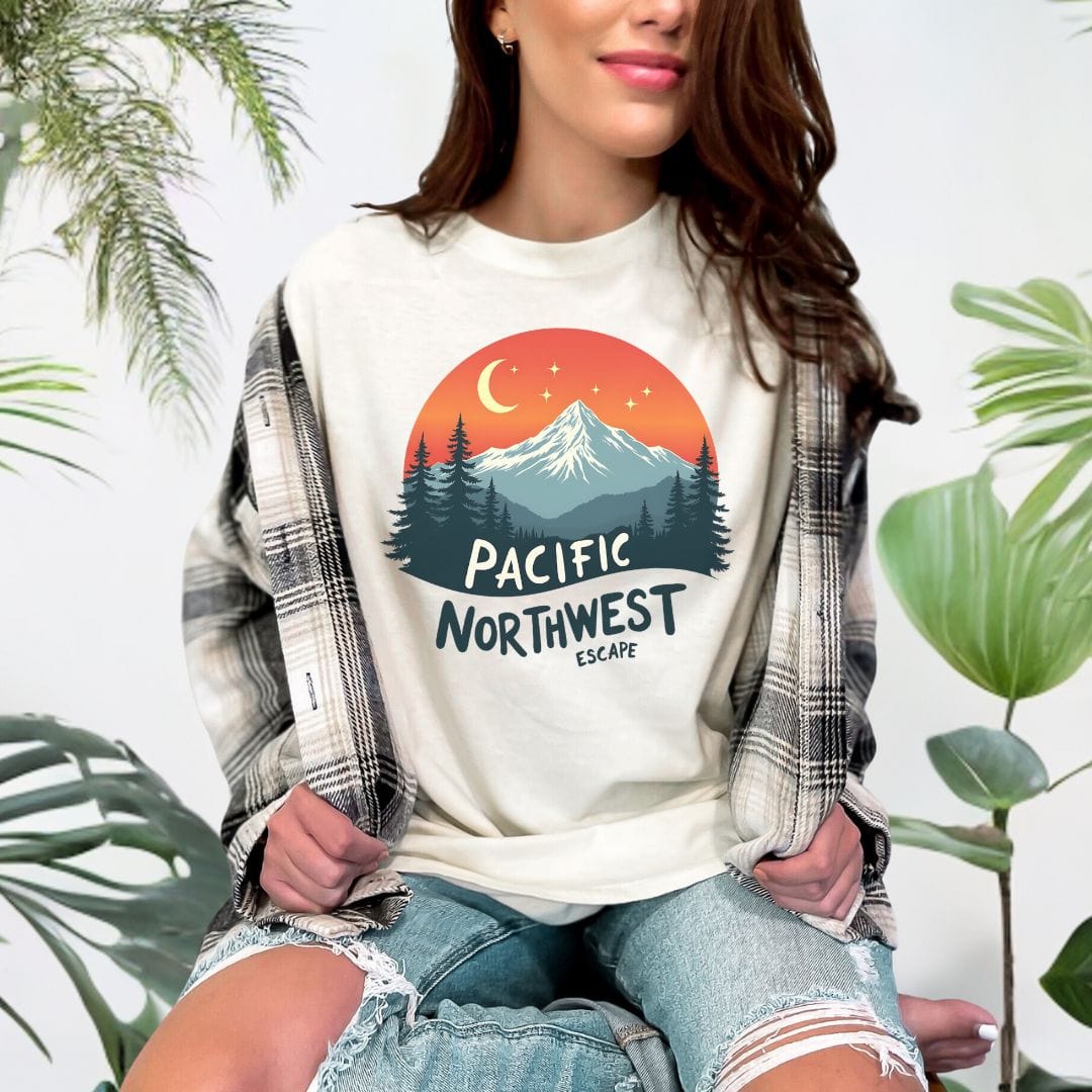 PNW Celestial Mountain Vintage Style Tee