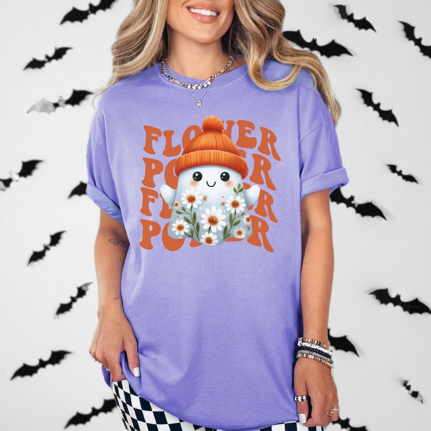 Ghostly Flower Power Vintage Style Tee