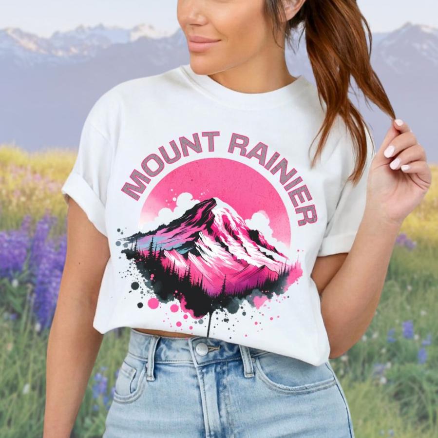 Mount Rainier Pink & Black, PNW SoftStyle Tee