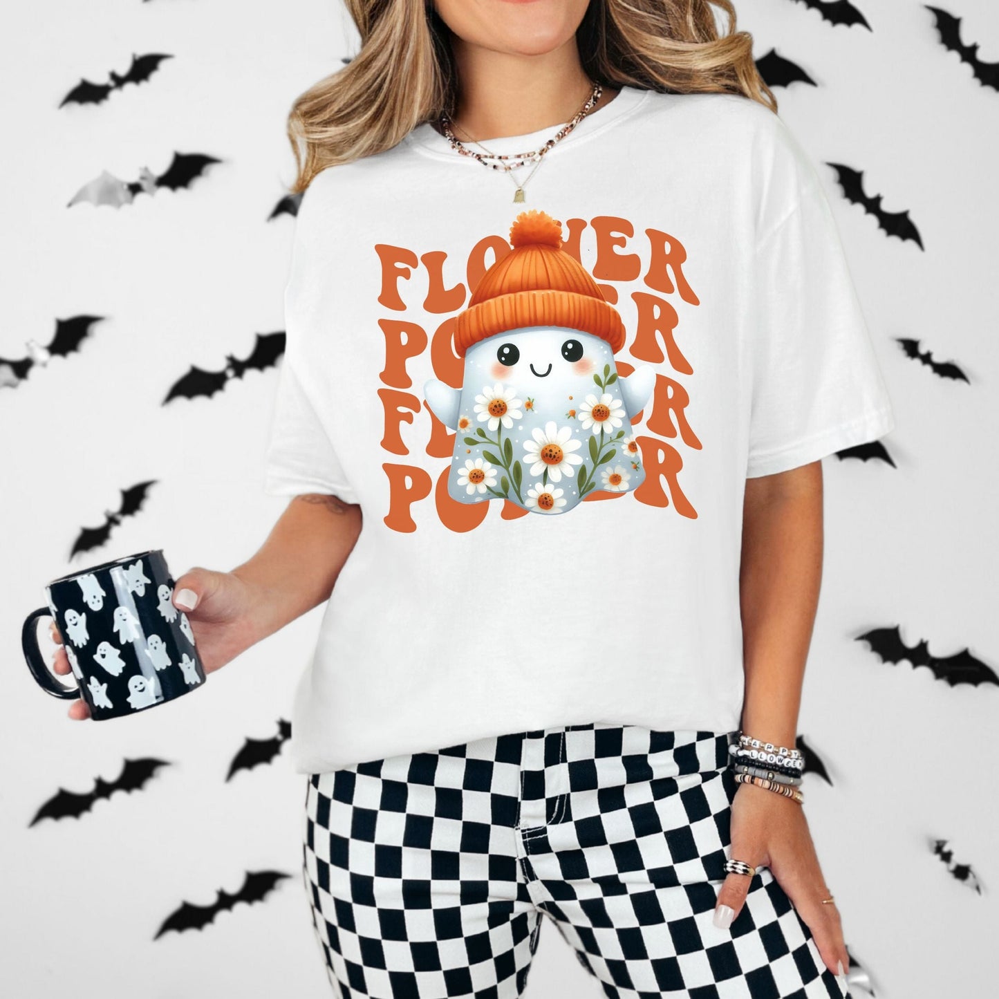 Ghostly Flower Power Vintage Style Tee